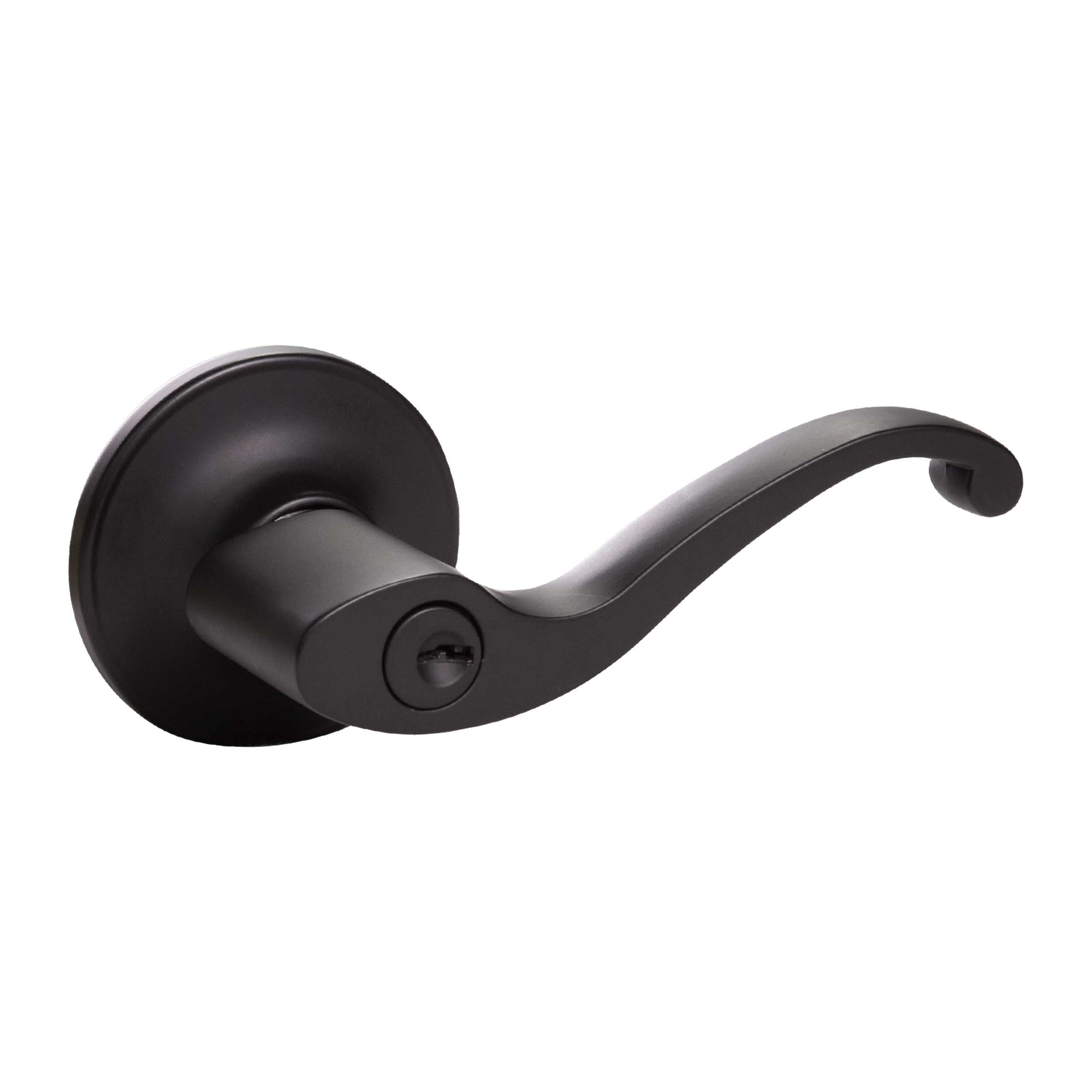 Design House Scroll Keyed Entry Door Lever, Matte Black