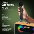 thumbnail image 4 of MASINGO Karaoke Machine for Adults and Kids with 2 Wireless Microphones, Portable Bluetooth Singing Speaker, Colorful LED Lights, PA System, Lyrics Display Holder & TV Cable - Presto G2 (Wood), 4 of 10