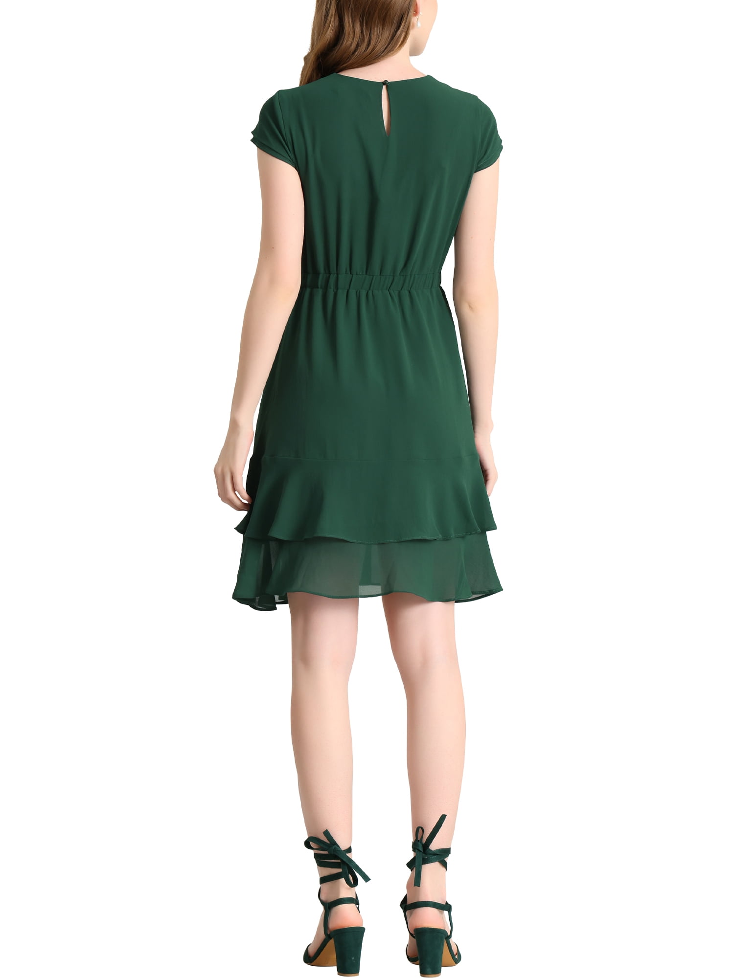 slim fit dress slacks Leaf Print Collared Midi Dress S / Green main image 1