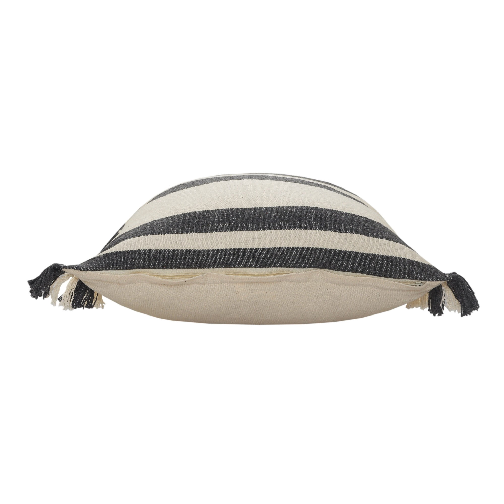 Laddha Home Designs Striped Loomed Square Cotton Throw Pillow Cover - 20" - Gray and White