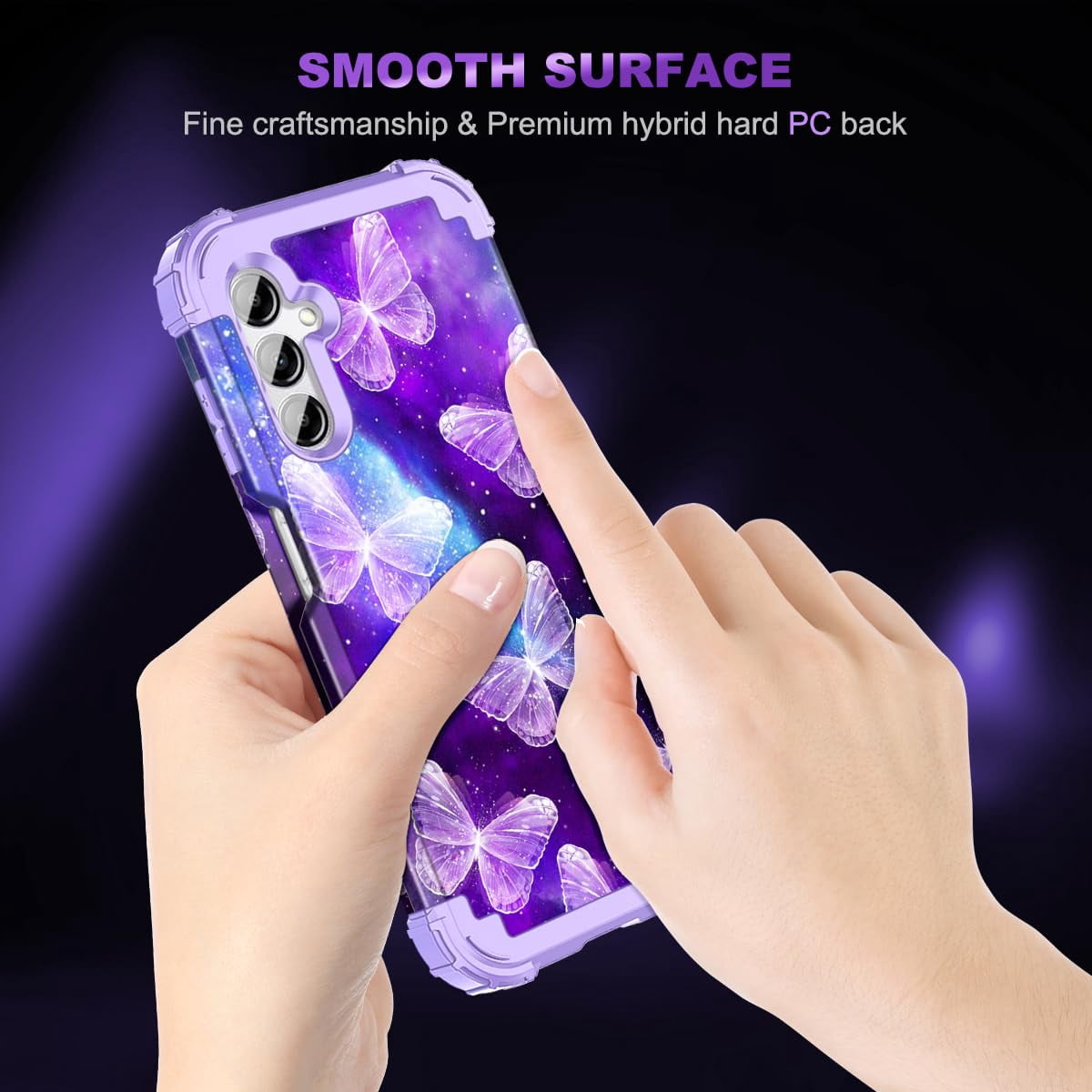 CASEFIV for Samsung Galaxy A15 5G Case,Heavy Duty Sturdy Shockproof Full Body Protection Rugged Hard PC+Soft TPU Bumper Case,Butterfly