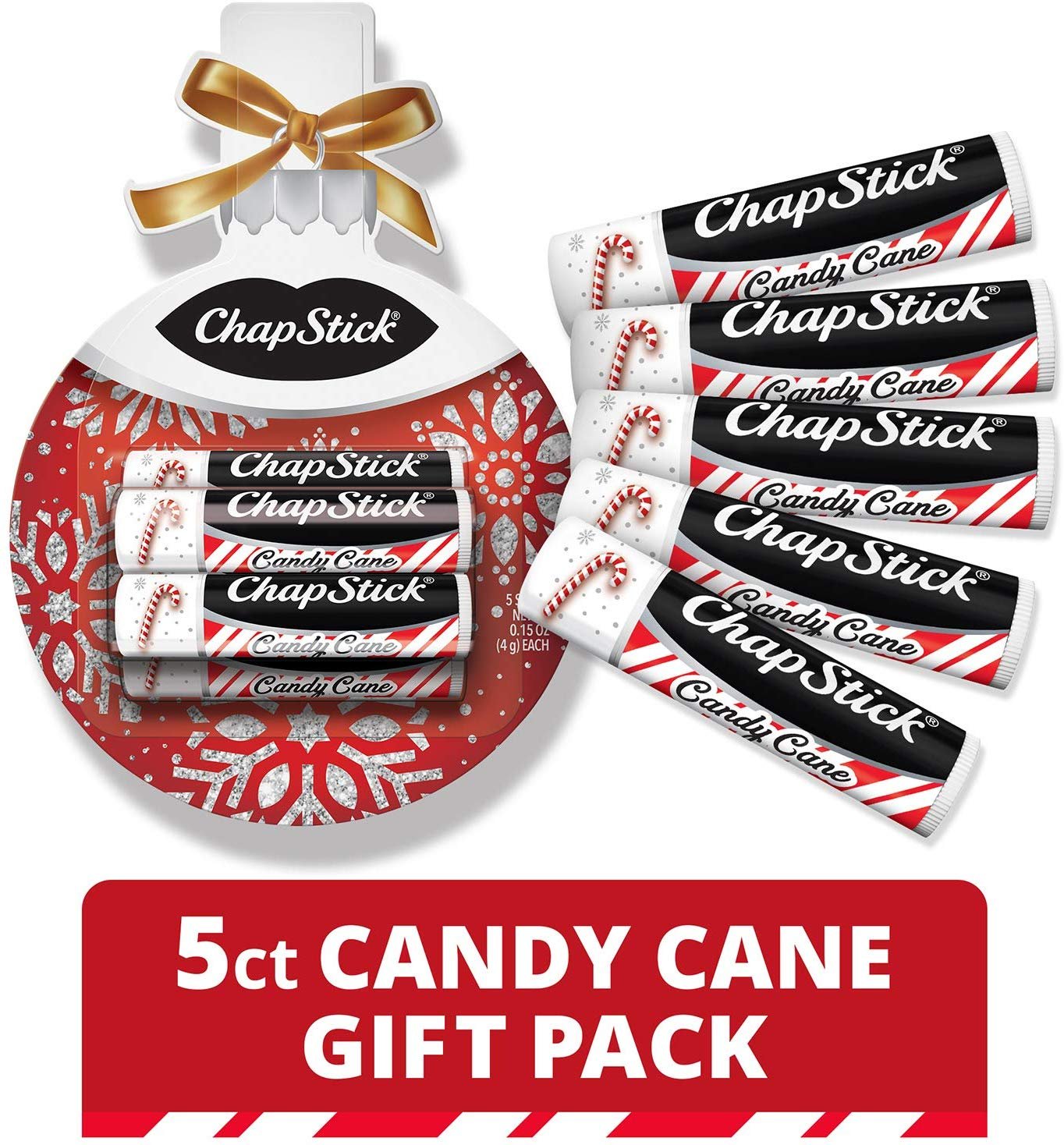 Chapstick Valentines Day Gifts for Her (Candy Cane, 0.15 Ounce, 5