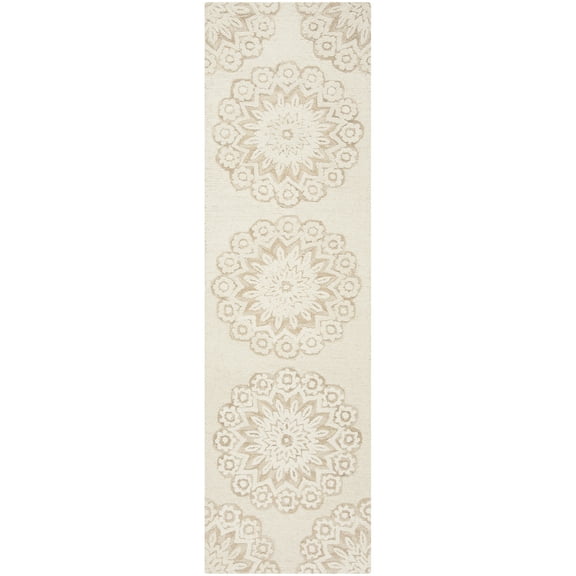 SAFAVIEH Blossom Brody Geometric Wool Runner Rug, Ivory/Beige, 2'3" x 8'