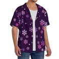 thumbnail image 2 of Sikiie Purple Snow Flakes Men's Cuban Shirt, Hawaiian Shirts, Business Casual Button Down Shirts, Short Sleeve Shirt-3X-Large, 2 of 5
