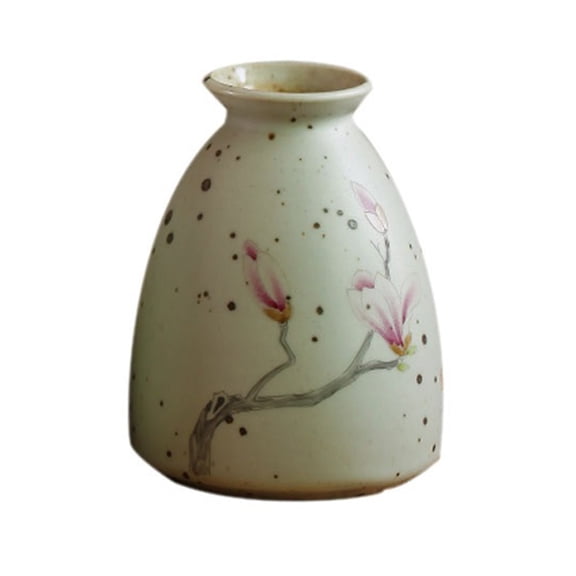 Retro Ceramics Hand-painted Red Magnolia Vase Chinese Style Flower Arrangement Tabletop Vase Creative Hydroponics