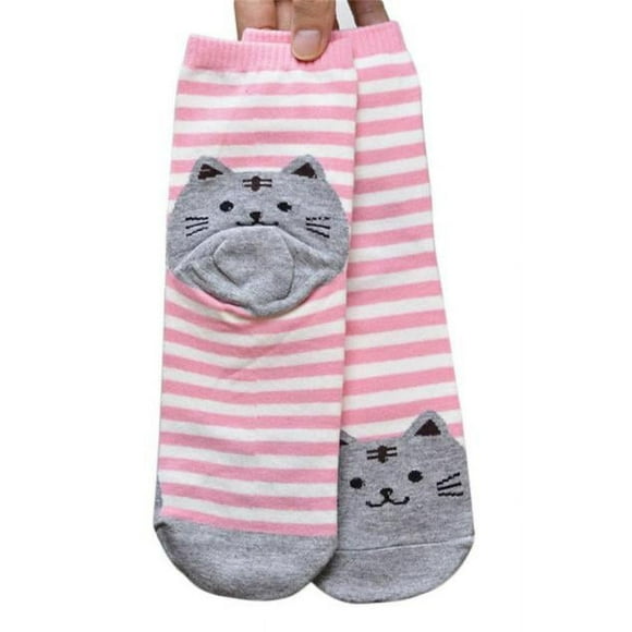 GDREDA Slouch Socks for Woman 6Pair Animals Striped Cartoon Socks Women Cat Footprints Socks Floor Multicolor,One Size