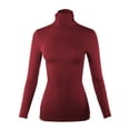 thumbnail image 2 of A2Y Women's Lightweight Fitted Funnel Neck Cotton Long Sleeve Top Burgundy S, 2 of 5