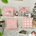 thumbnail image 2 of White and Pink Christmas Throw Pillow Cover Winter Buffalo Checked Xmas Trees Decorative Outdoor Farmhouse Pillow Case Merry Christmas Snowflake Cushion Cover 18x18 Inch, 2 of 6