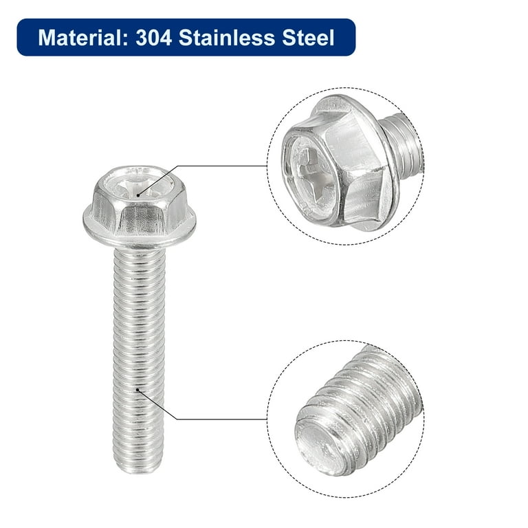 Uxcell M5x25mm Phillips Machine Screws | 304 Stainless Steel Fasteners | 10Pcs Corrosion Resistant Bolts