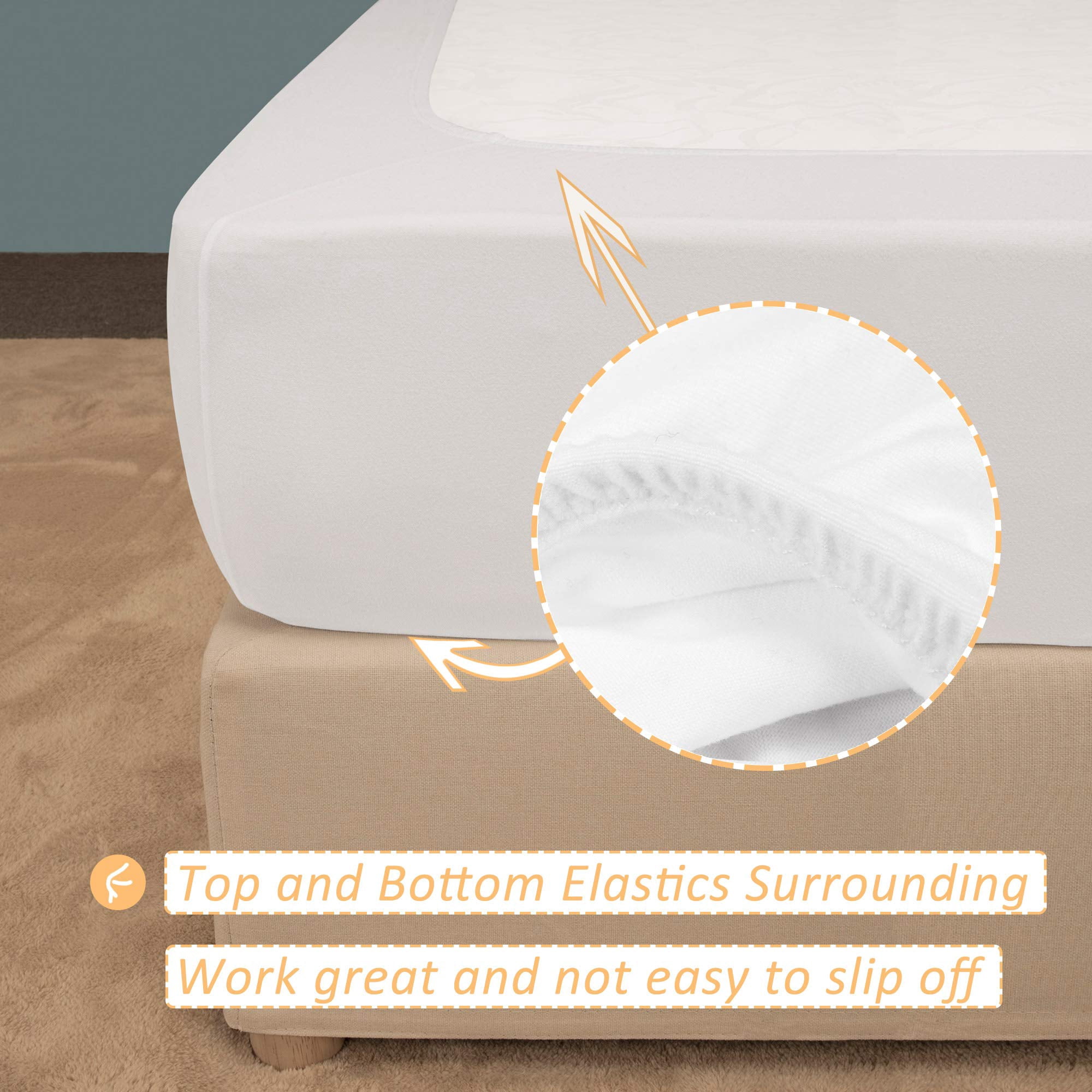 Stretch Jersey Box Spring Cover Wrap Around, Ultra Soft Wrinkle Resistant Bed Skirt Alternative, Queen Queen XL, Breathable Durable White Bedding