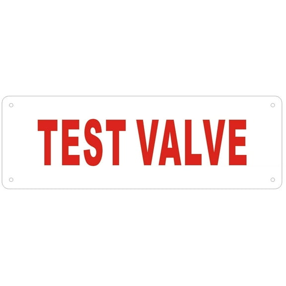 Test Valve Sign (White, Reflective !!, Aluminium 2X6)(ref-2022-4)