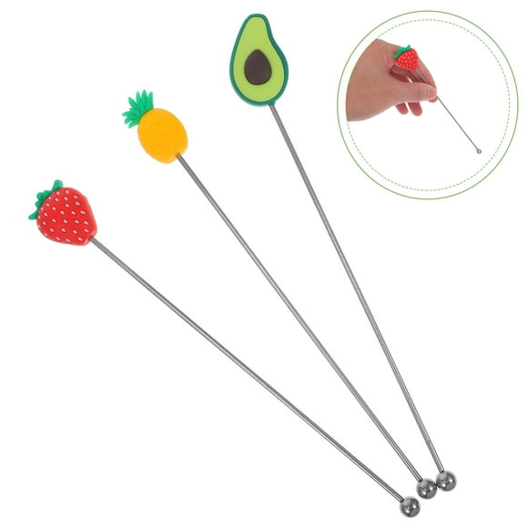 OUNONA 3pcs Coffee Stir Sticks for Reusable Stirring in Silver Stainless Steel Material