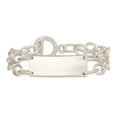 thumbnail image 2 of Diamond2Deal 925 Sterling Silver Double Strand Oval Link ID Bracelet for Men 7.25", 2 of 6