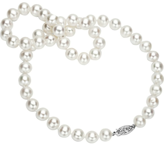 ADDURN 18kt White Gold 8-9mm Freshwater White Pearl 16" Women Jewelry Necklace