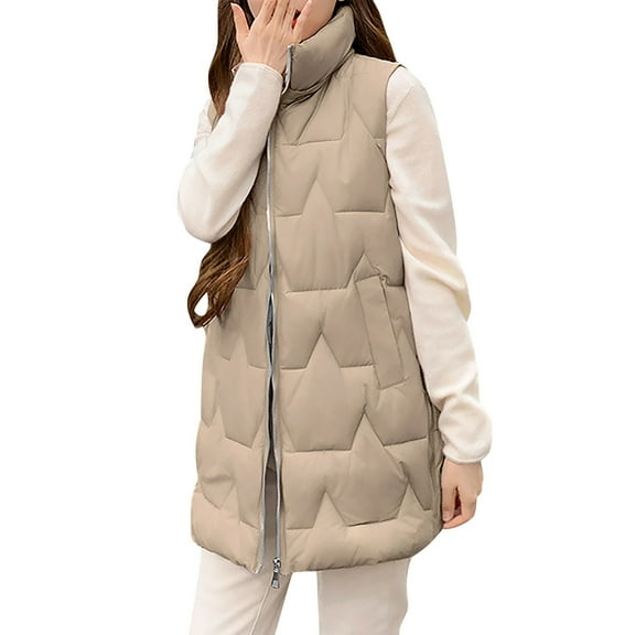 Busydd Women Puffer Vest Solid Color Hooded Womens Down Vest Sleeveless Zipper Warm Winter Vest for Women Casual Thermal Puffer Jacket M