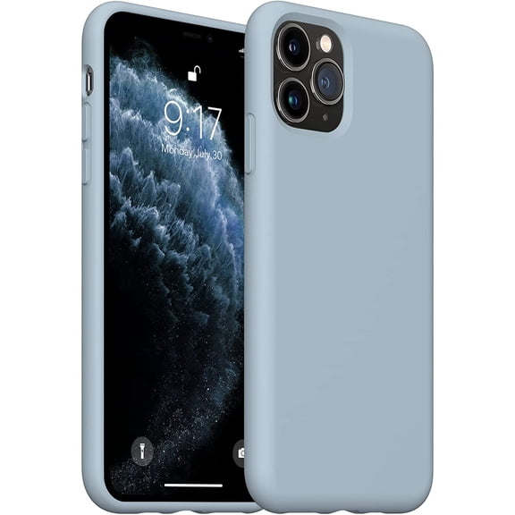 iPhone 11 Pro Max Case, Slim Liquid Silicone Case Compatible with iPhone 11 Pro Max 6.5 Inch, Full Body Microfiber Lining Protective Case (Blue Grey)
