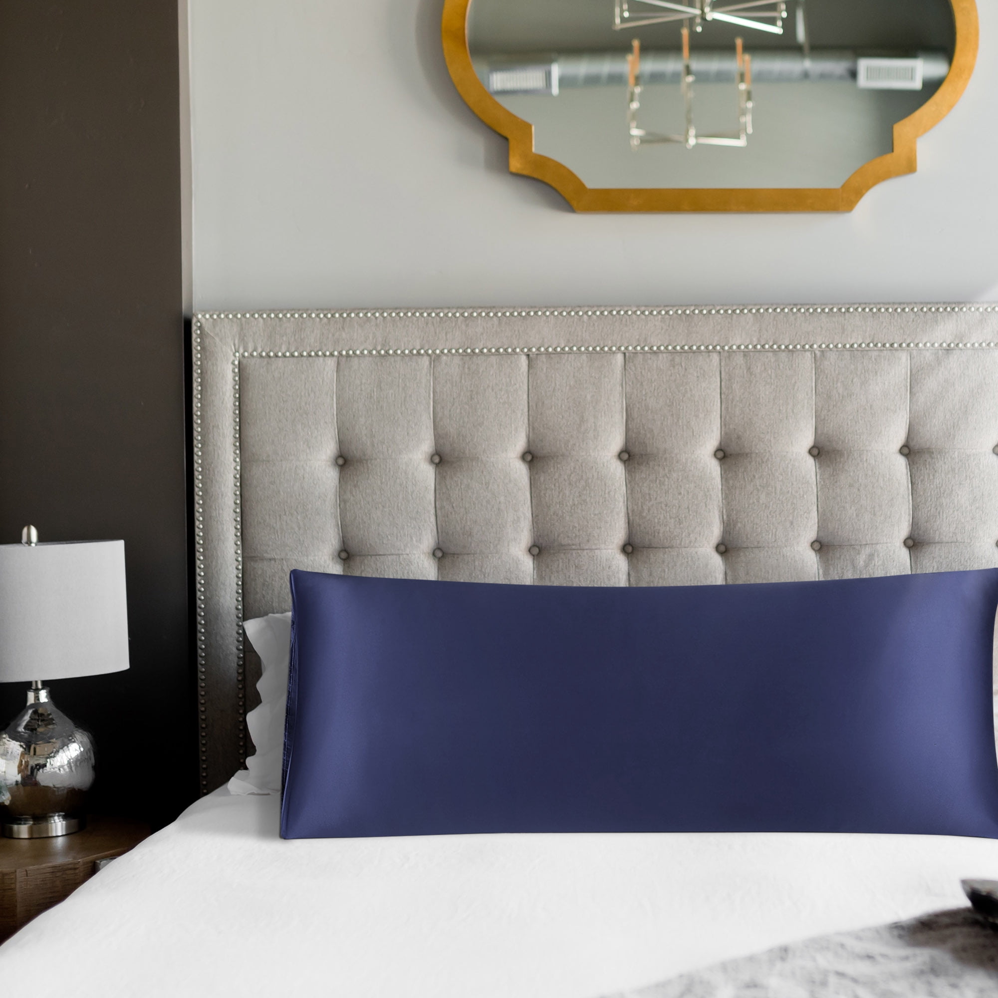 Unique Bargains Luxury Silky Satin Body Pillow Case Navy 20" x 48"