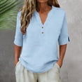 thumbnail image 4 of Womens Casual Rompers Summer Short Sleeve Polo V Neck Button Down Loose Fit Short Jumpsuits with Pockets, 4 of 4