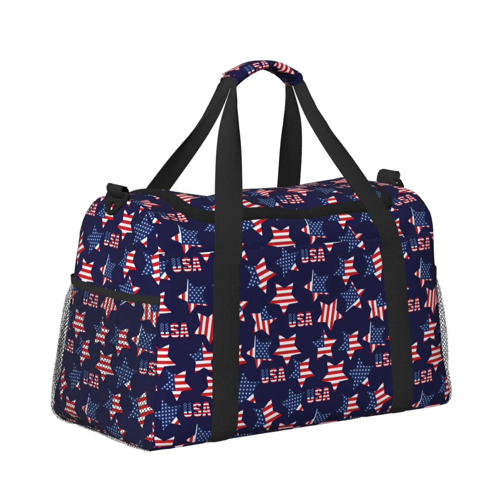 Fuzoiu American Stars Print Travel Duffle Bag,Carry On Tote Bags,Duffel Bag,Sport Gym Bag, Hospital Bag for Labor and Delivery, Overnight Bag,Luggage Bag
