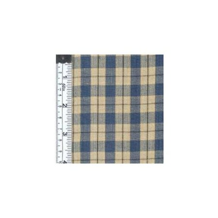 Textile Creations 1327 Rustic Woven Fabric, Large Plaid Blue, Khaki And Natural, 15 yd.