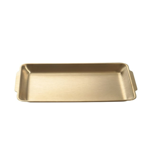 Plateau en Acier Inoxydable, Plateau de Barbecue Plat de Qualité Alimentaire 304 avec Conception à Double Creux, Moule de Cuisson Extérieur Allant au Four avec Poignées Isolantes Thermiques