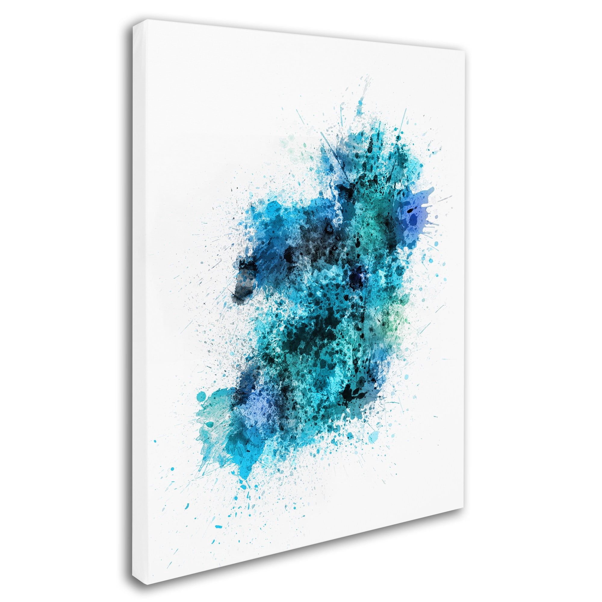 Trademark Fine Art "Ireland Map Paint Splashes" Canvas Art by Michael Tompsett