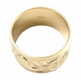 thumbnail image 3 of 14K yellow gold hand engrave Hawaiian plumeria scroll band ring smooth edge 12mm size 6.5, 3 of 4
