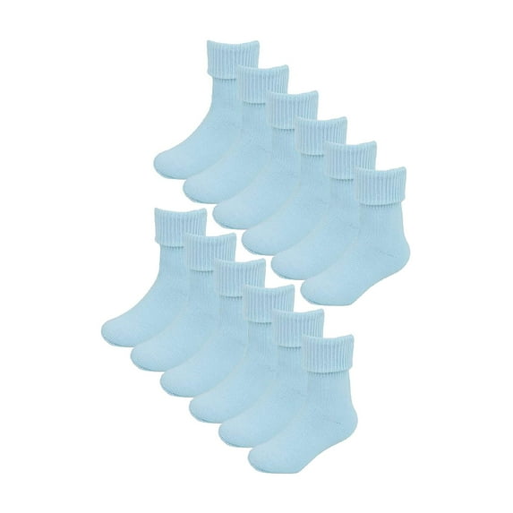 Baby Cotton Turn Over Top Socks | 6 Pair Pack | Sock Snob | Plain Funny Socks for Boy and Girl