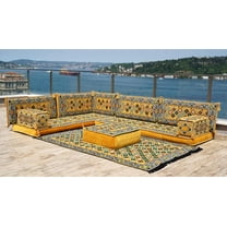 Yellow L Shaped Sofa Sets for Living Room, Arabic Floor Sofa Set, Terrace Sofa, Moroccan Sofas, Turkish Sofa, Couch Bed, Convertible Sofa