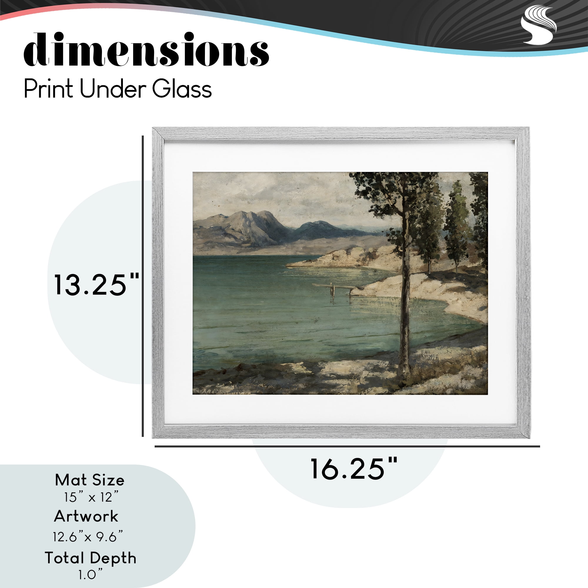 Stupell Industries Tranquil Shore with Trees Gray Framed Print Under Glass, design by Arlington Prints
