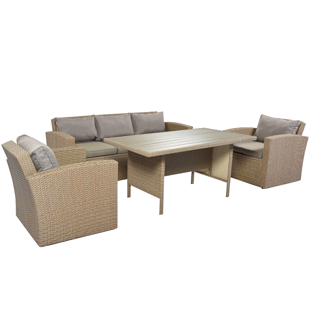 Canddidliike 4 Piece Wicker Patio Conversation Set, All-Weather Patio Furniture Set, Rattan Sofa Chair with Soft Cushions and Coffee Table - Gray - image 3 of 10
