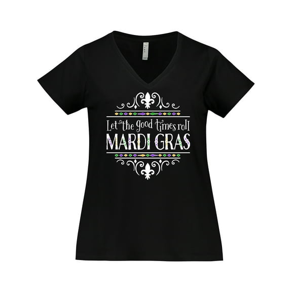 Inktastic Let the Good Times Roll Mardi Gras Women's Plus Size V-Neck T-Shirt