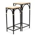 thumbnail image 3 of Claudette Set of 2 Rattan Accented Wood & Metal Square Side Tables, 3 of 8