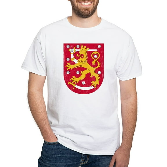 CafePress - Coat Of Arms Of Finland T Shirt - Men's White Classic Cotton T-Shirts