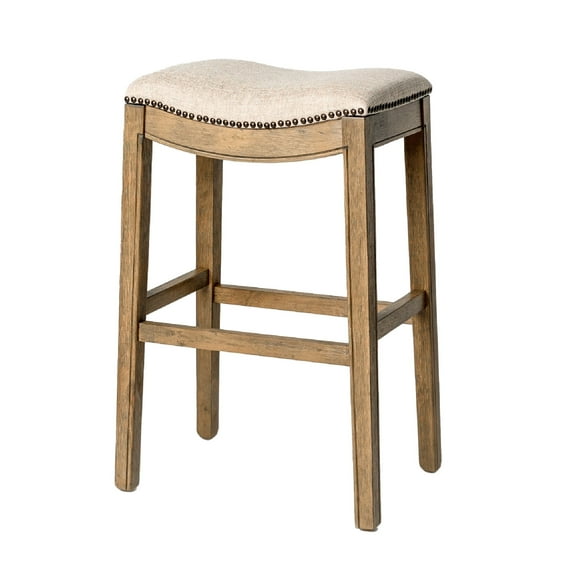 Open Box Maven Lane Adrien Saddle Backless Bar Stool, Natural, Bar Height