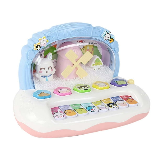 Juguete interactivo de animales con música, portátil, para niños pequeños, niñas y niños. Azul