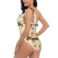 thumbnail image 4 of Honeii Dachshund Dog And Flower for women's one-piece swimsuit featuring a chic one-shoulder design experience elegance and style in the water-XX-Large, 4 of 6