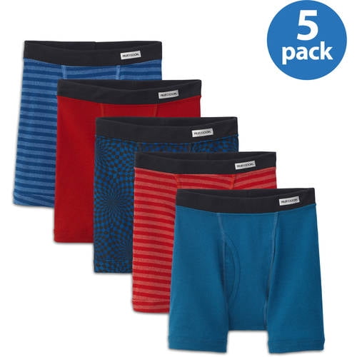 Fruit of the Loom Boys' Covered Waistband Short Leg Boxer Briefs, 5