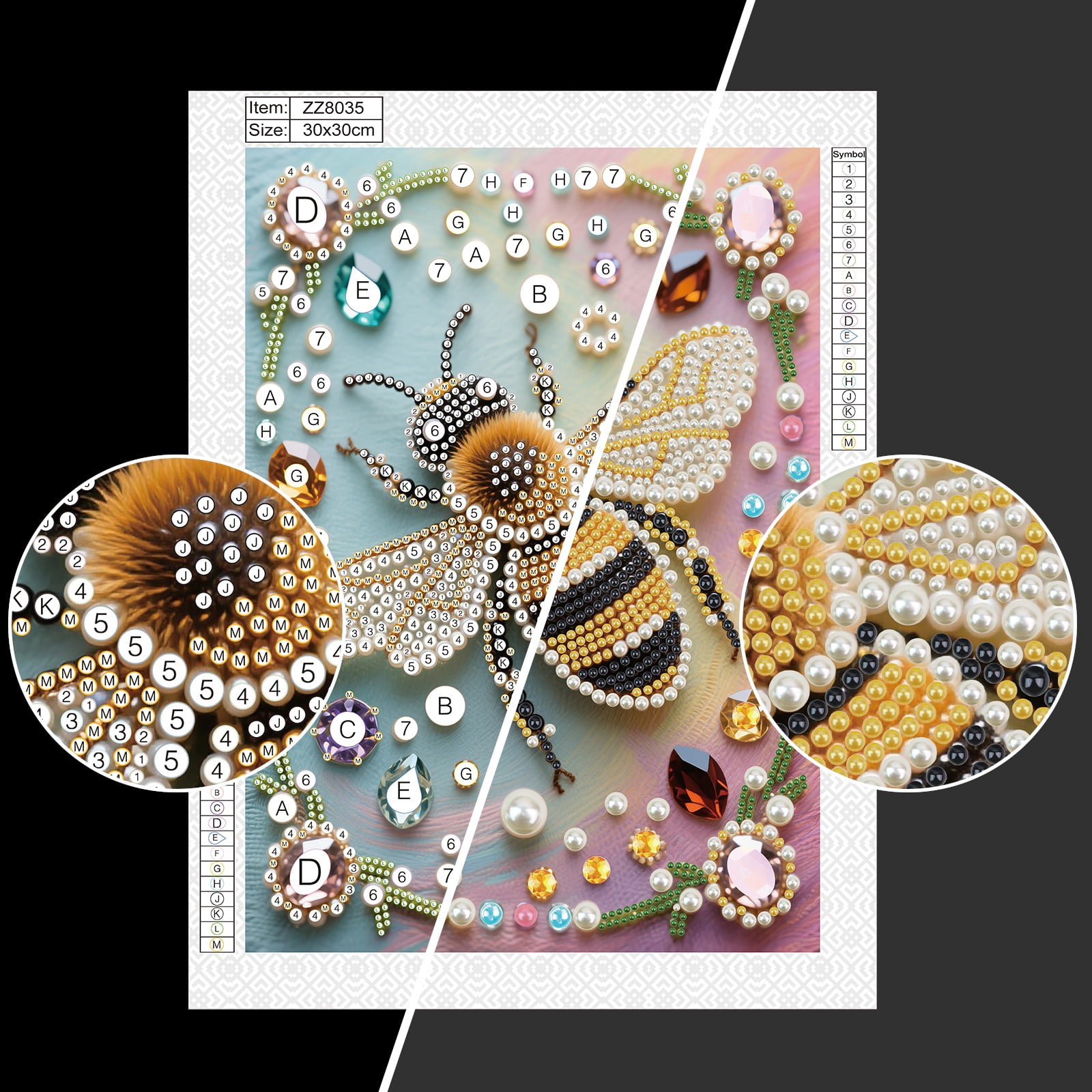 FLOPESN DIY Gemstone Pearl Diamond Art Painting Kit Unframed, 9.84X13.78in, Colourful Canvas Holiday Present Home Wall Decor Unframed-Bee-1