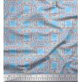 thumbnail image 1 of Soimoi Blue Velvet Fabric Mandala Geometric Decor Fabric Printed Yard 58 Inch Wide, 1 of 5