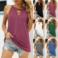 thumbnail image 4 of Askfv Women's Henley Tops Summer Sleeveless Tank Tops Hollow Loose Casual Vest T-shirt, 4 of 4