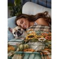 thumbnail image 4 of Full Flat Sheet Only Happy Thanksgiving Blue Truck Soft Microfiber Cooling Bedding Sheets Black Plaid Background Flat Bed Sheet for Hotel,Home Decor, 4 of 9