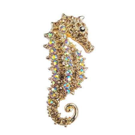 Vintage Blue Rhinestone Brooch Feinuhan 6 Color Seahorse Fish Aurora Borealis Iridescent Crystal Rhinestone Pendant Animal Brooch Pin ()