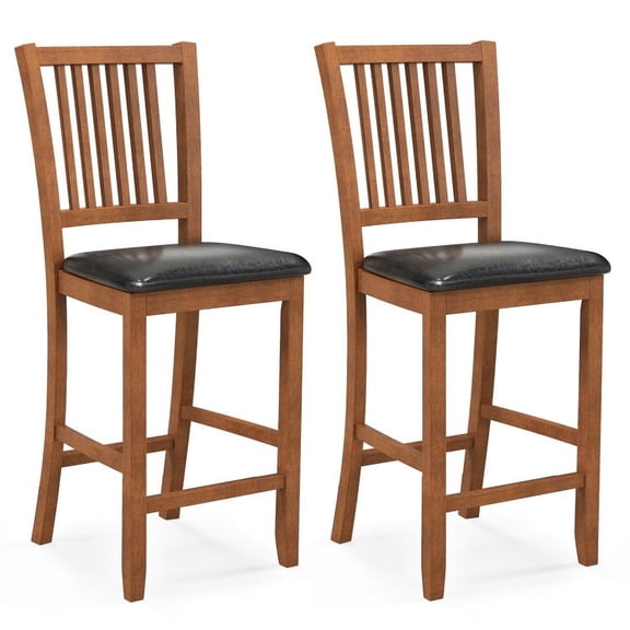 Resenkos 2-Piece Bar Chair Set Counter Height Bar Stool with Backrest-Walnut, Bar Height Stools, Bar Stools for Kitchen Island for Kitchen, Dining Room