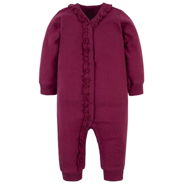 Modern Moments by Gerber Baby Girls Mitten Cuff Coverall, (NB 0/3M