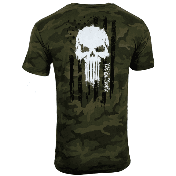 Howitzer Style Men's T-Shirt SKULL FREEDOM FLAG Military Grunt MFG