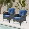 thumbnail image 2 of POCASSY Wicker Rattan Patio Chairs Outdoor Lounge Chairs for Outside Porch - Set of 2, Blue, 2 of 6