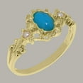 thumbnail image 2 of LBG British Made 14k Yellow Gold Natural Turquoise & Cultured Pearl Womens Promise Ring - 33 size options - Size 8.25, 2 of 8