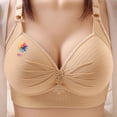 thumbnail image 2 of LangJing Wireless T-Shirt Bra, Woman's Printing Gathered Together Large Size Daily Bra Underwear No Rims Beige,L, 2 of 5