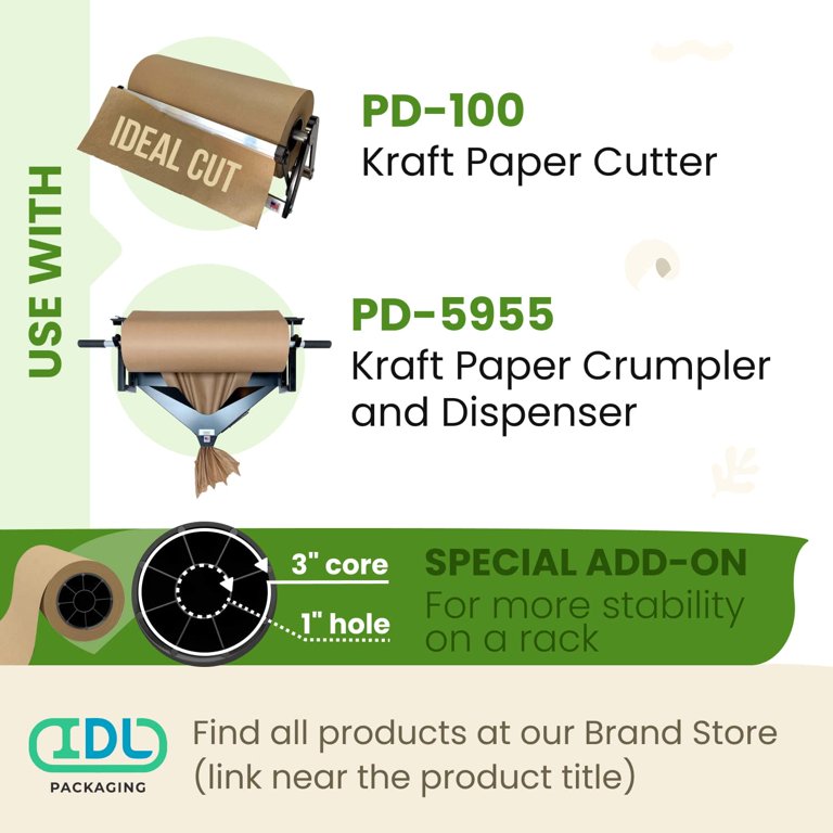  IDL Packaging Large Brown Kraft Paper Roll 18 x 1200
